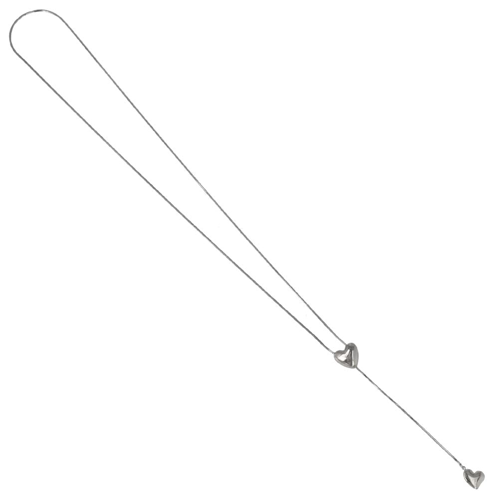 ネックレス ステンレス スネークチェーン メタル ハート Y字 ロングネックレス