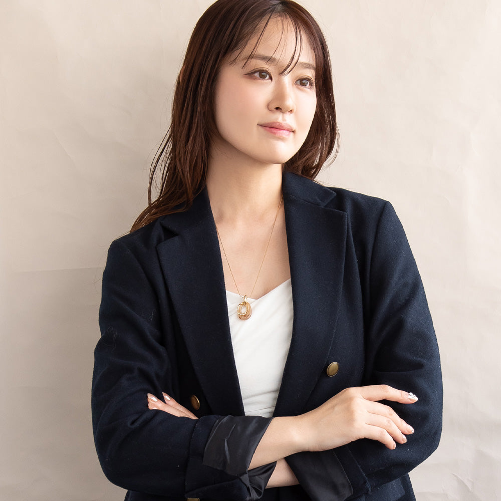 ネックレス ニッケルフリー マーブル ドロップ リング ロング ペンダントネックレス