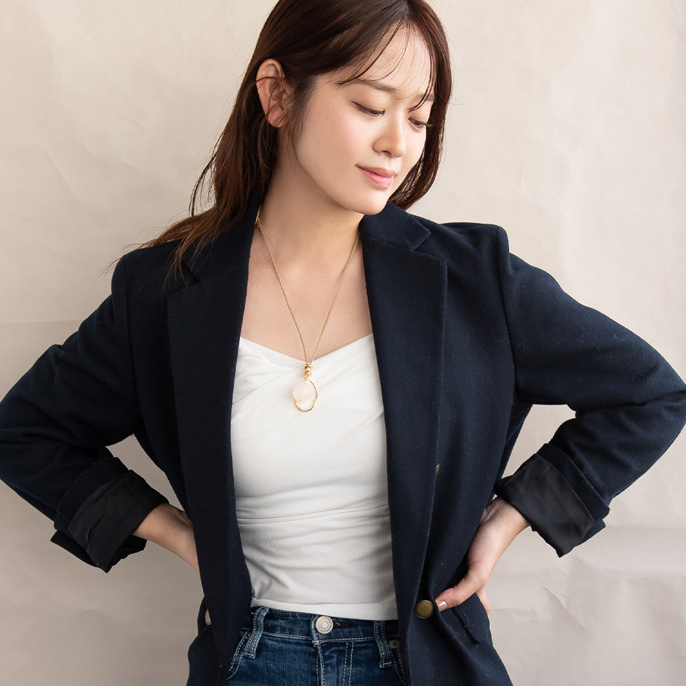 ネックレス メタル カラー ドロップ リング コード ロング ペンダントネックレス