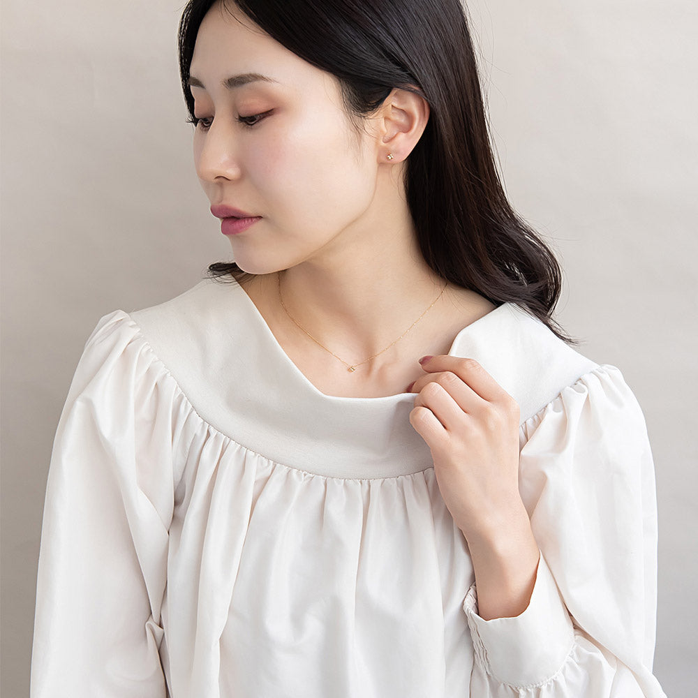 ネックレス tiny. ニッケルフリー メタル フラワー 花 ストーン 小粒 超極細 チェーン プチネックレス
