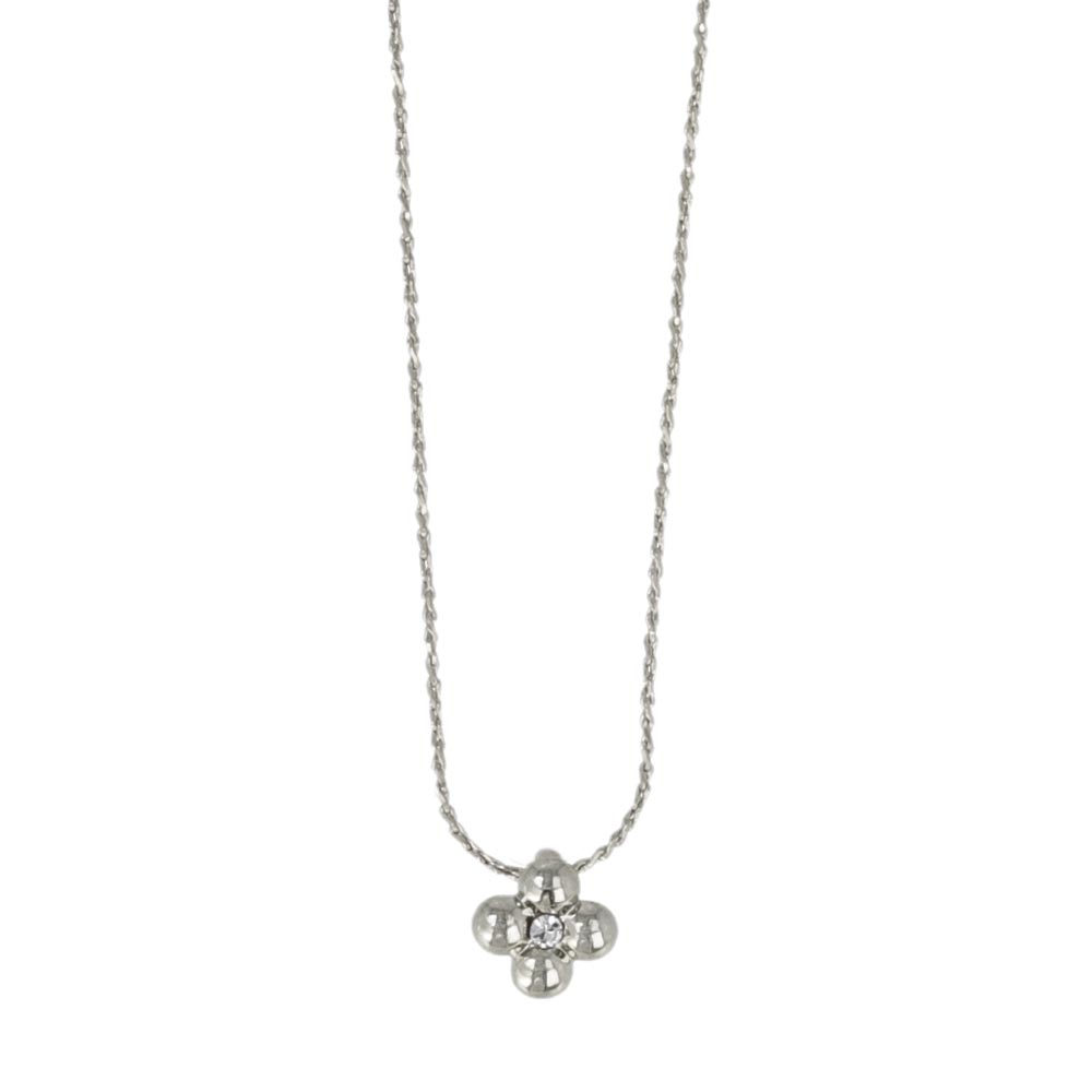 ネックレス tiny. ニッケルフリー メタル フラワー 花 ストーン 小粒 超極細 チェーン プチネックレス