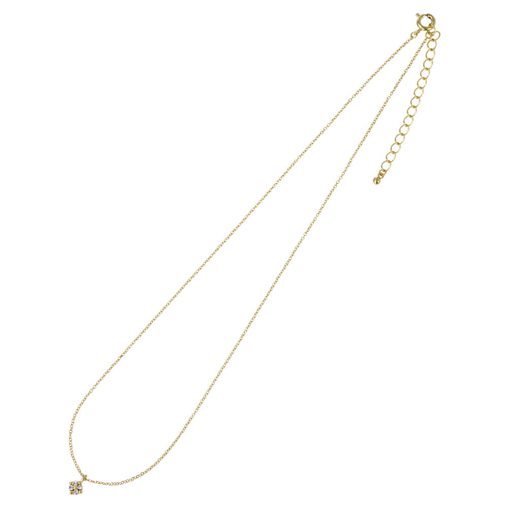 ネックレス ニッケルフリー メタル ロンバス フラワー 花 ミニ ストーン チェーン プチネックレス
