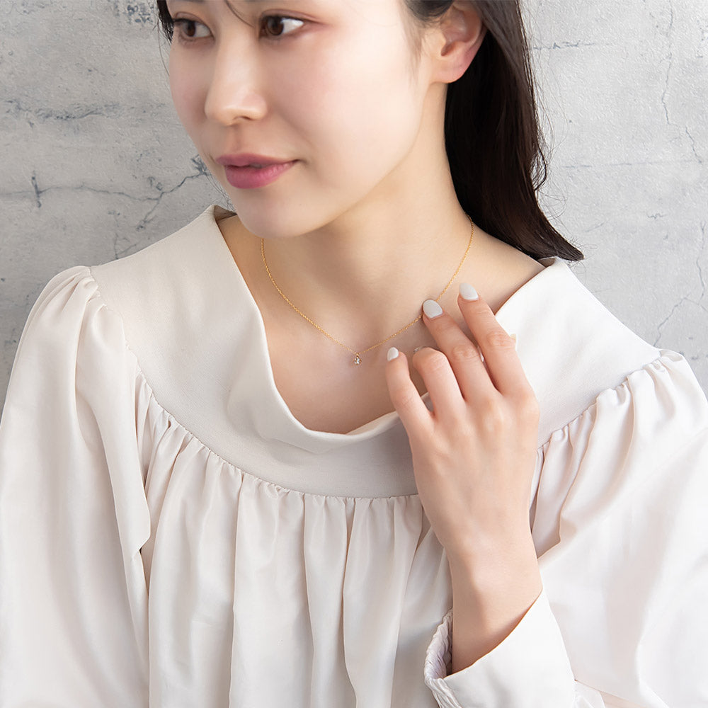 ネックレス ニッケルフリー メタル ロンバス フラワー 花 ミニ ストーン チェーン プチネックレス