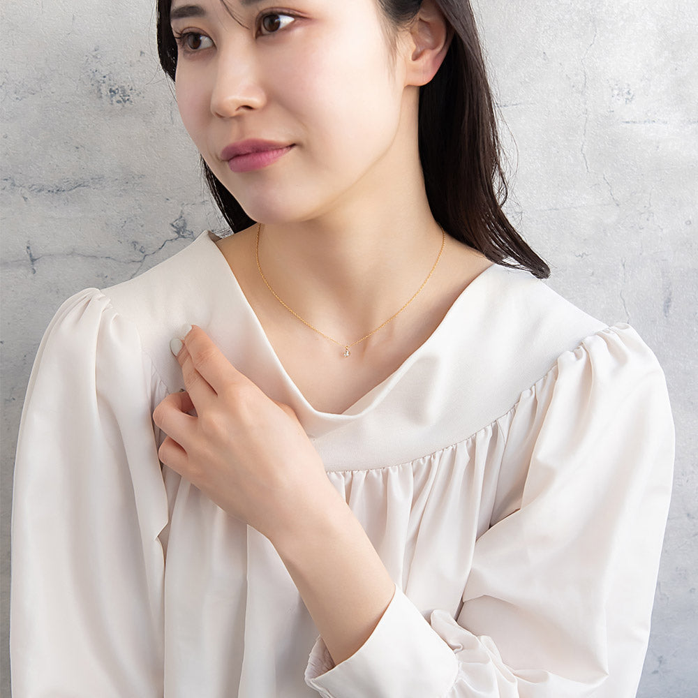 ネックレス ニッケルフリー メタル ロンバス フラワー 花 ミニ ストーン チェーン プチネックレス