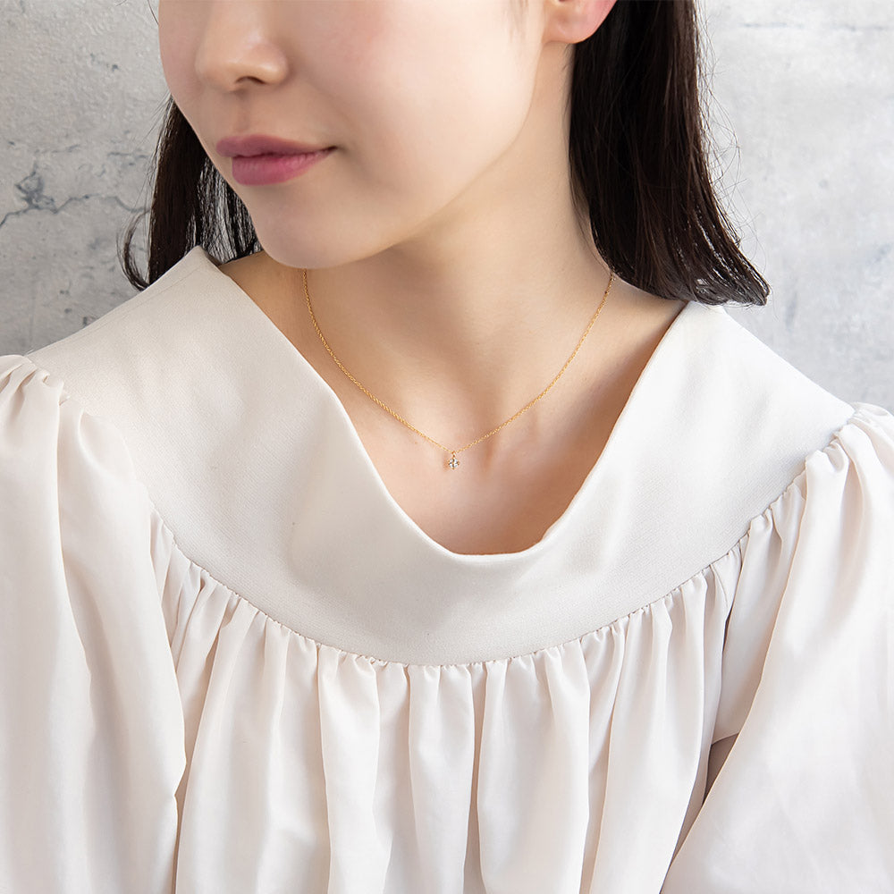 ネックレス ニッケルフリー メタル ロンバス フラワー 花 ミニ ストーン チェーン プチネックレス