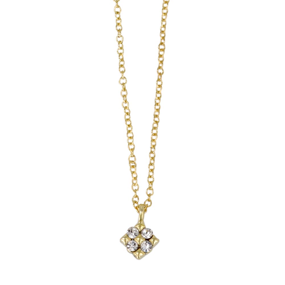 ネックレス ニッケルフリー メタル ロンバス フラワー 花 ミニ ストーン チェーン プチネックレス