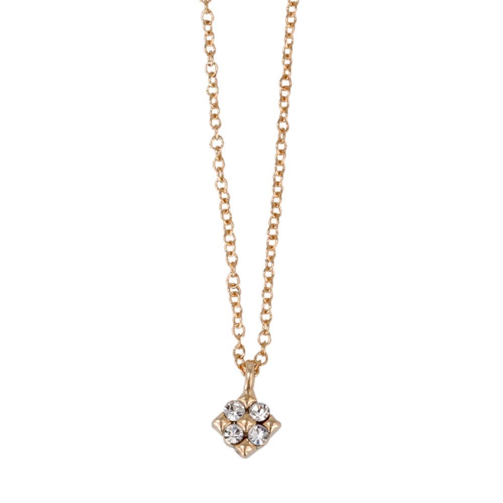 ネックレス ニッケルフリー メタル ロンバス フラワー 花 ミニ ストーン チェーン プチネックレス