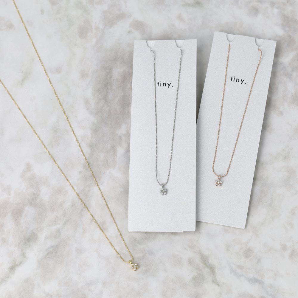 ネックレス tiny. ニッケルフリー メタル ストーン パール フラワー