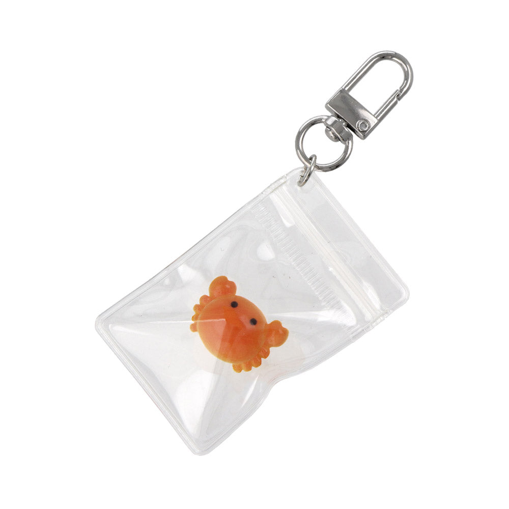 キーチャーム パン カニ ブタ クマ カエル アニマル どうぶつ 海の生き物 クリアケース メタル カラビナ U字型 ナスカン バッグチャーム キーホルダー