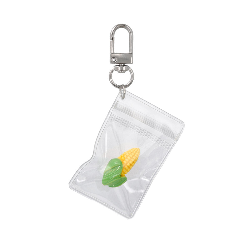 キーチャーム パプリカ サヤエンドウ トウモロコシ ニンジン 野菜 フード クリアケース メタル カラビナ U字型 ナスカン バッグチャーム キーホルダー