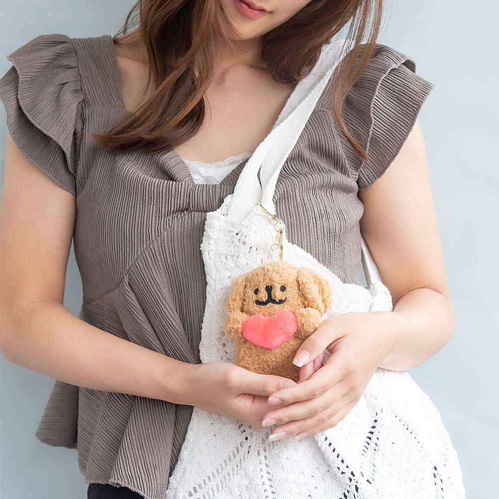 バッグチャーム 犬 ハート ぬいぐるみ マスコット キーホルダー