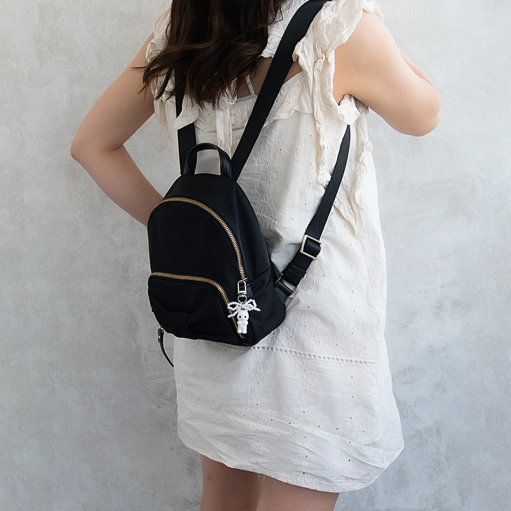 バッグチャーム ウサギ リボン パール フロッキー キーホルダー