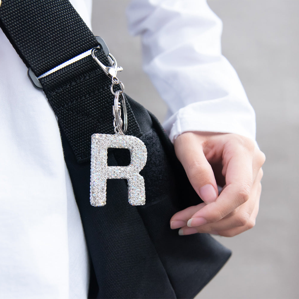 バッグチャーム アルファベット ストーン キーホルダー