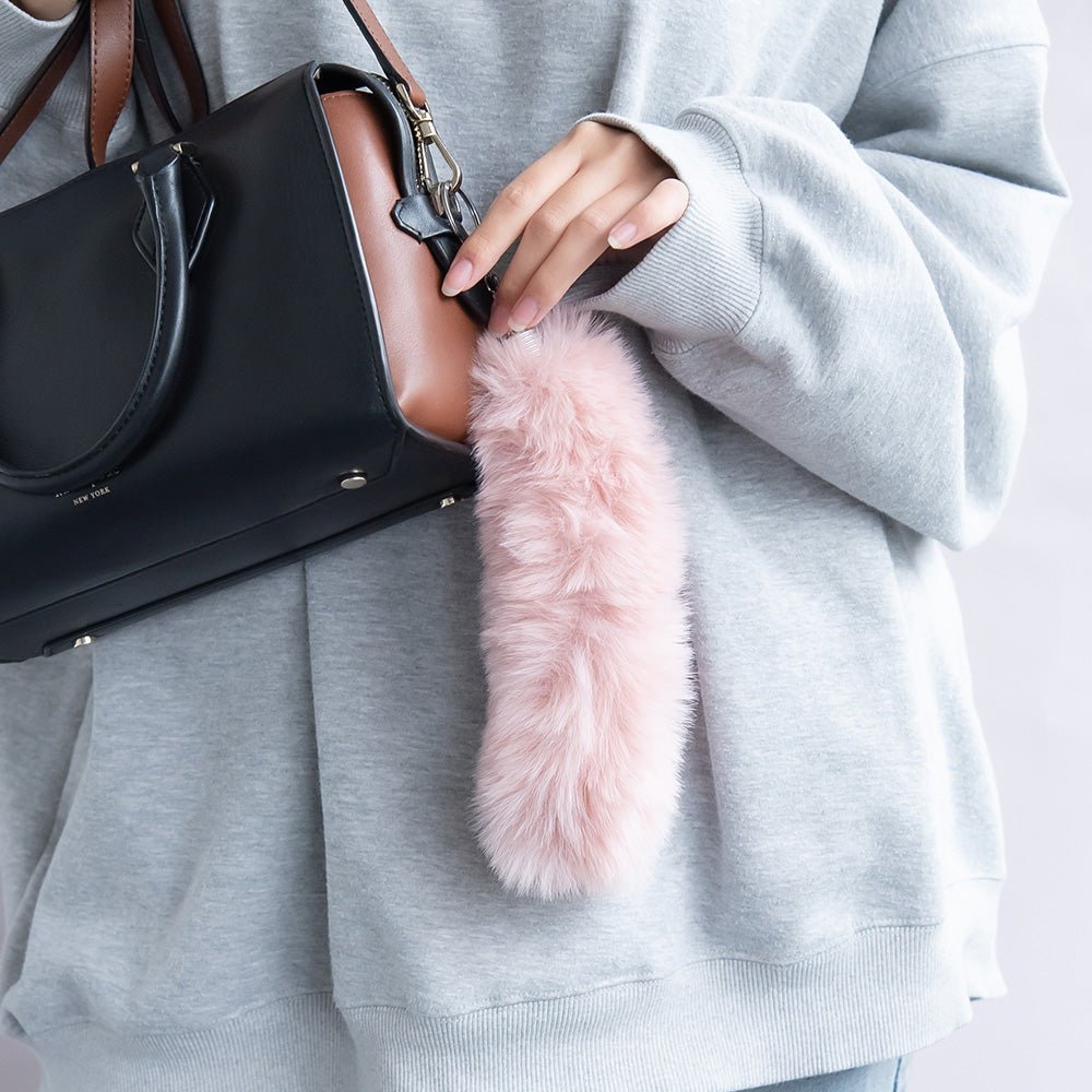 バッグチャーム フェイクファー しっぽ ロング キーホルダー