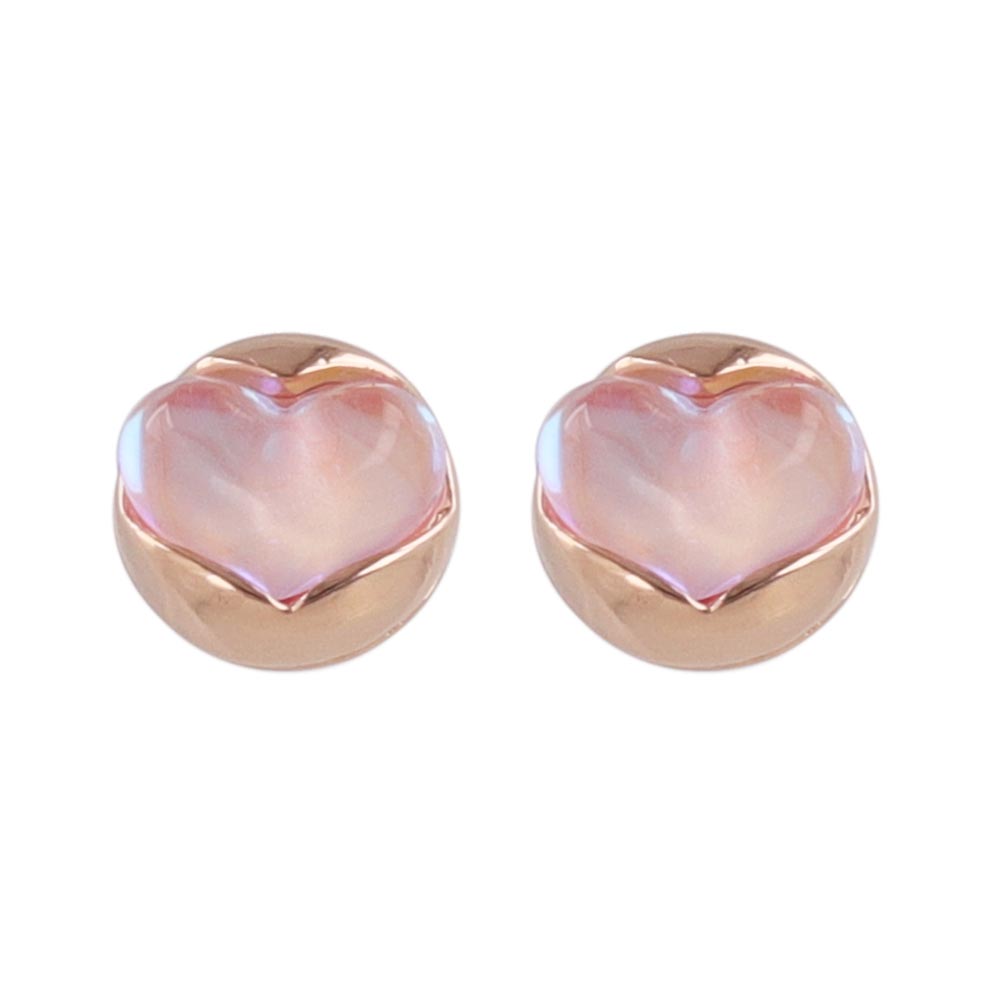 ピアス ニッケルフリー メタル サークル フレーム ハート オーロラ カラー チタンポスト スタッドピアス