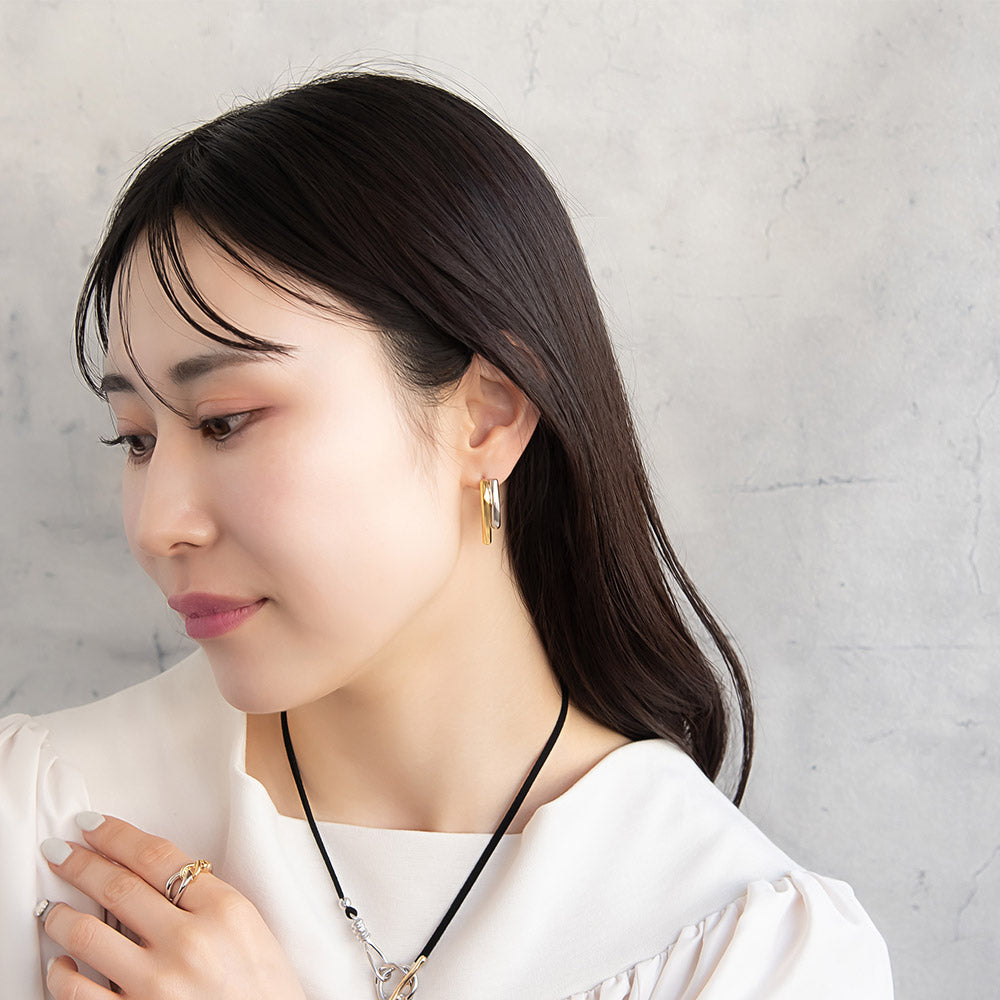 ピアス Combination Metal ニッケルフリー メタル J I ライン カーブ ステンレスポスト ドロップピアス