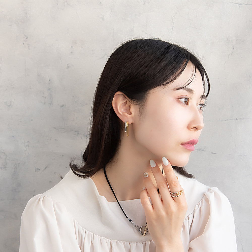 ピアス Combination Metal ニッケルフリー メタル J I ライン カーブ ステンレスポスト ドロップピアス