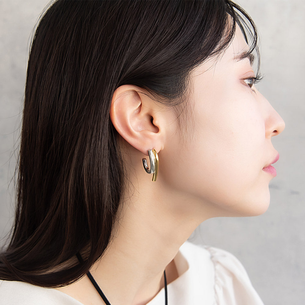 ピアス Combination Metal ニッケルフリー メタル J I ライン カーブ ステンレスポスト ドロップピアス