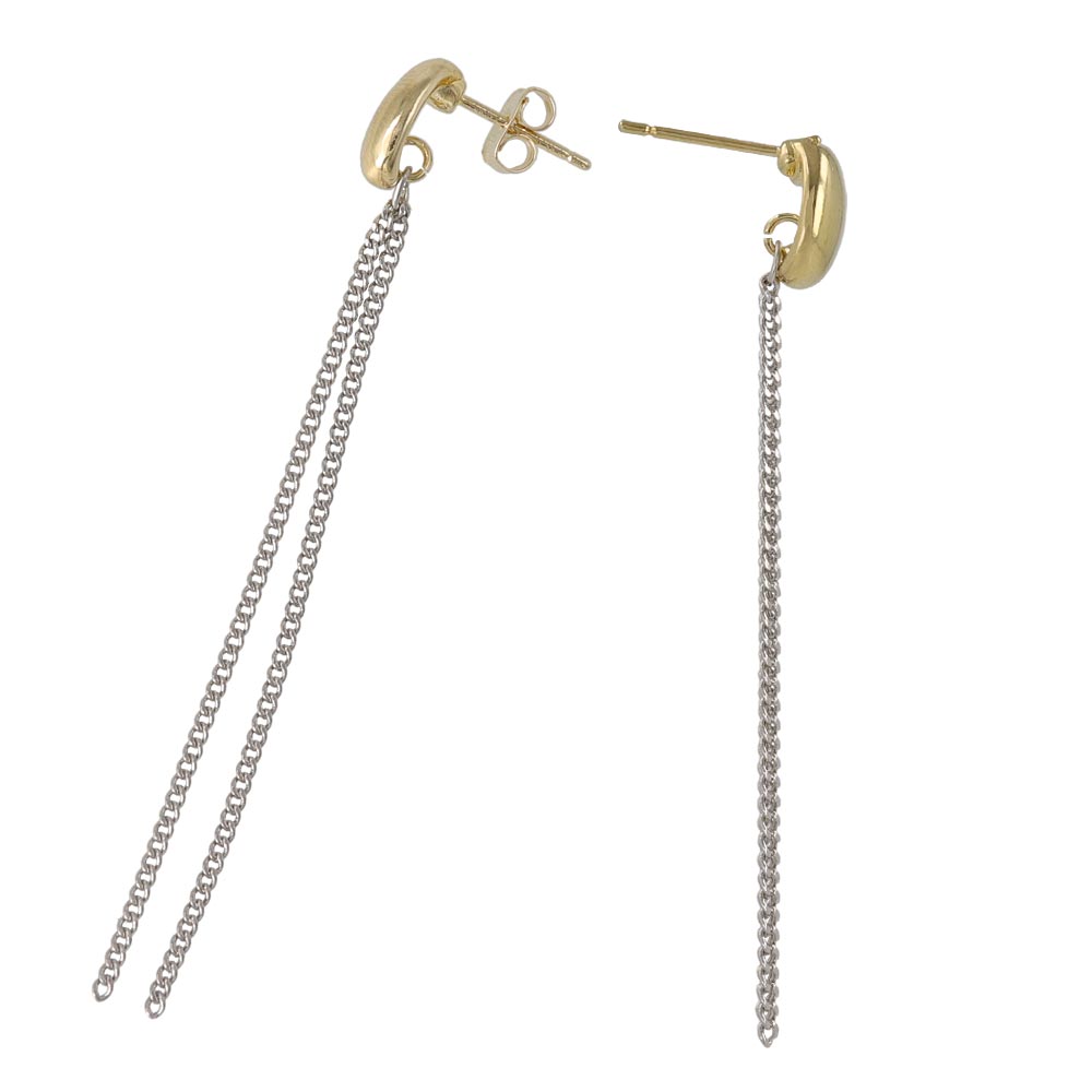 ピアス Combination Metal ニッケルフリー メタル オーバル 2連 チェーン ロング 下がり ステンレスポスト ドロップピアス