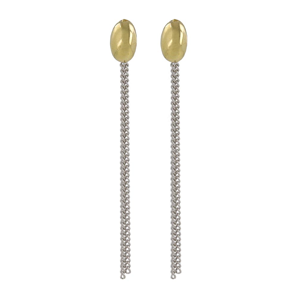 ピアス Combination Metal ニッケルフリー メタル オーバル 2連 チェーン ロング 下がり ステンレスポスト ドロップピアス