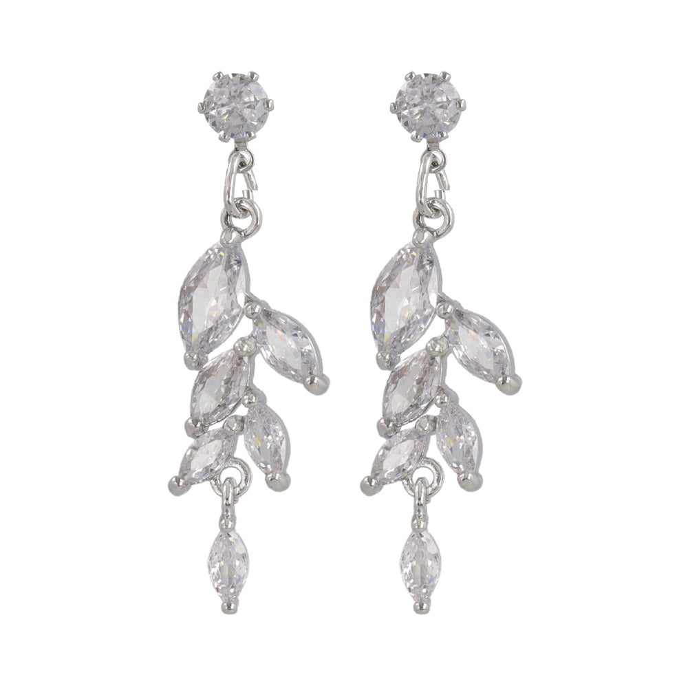 ピアス ニッケルフリー メタル キュービックジルコニア リーフ 雫 ステンレスポスト スタッドピアス