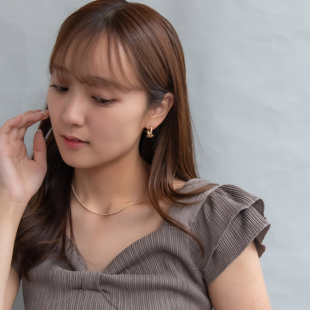ピアス sable gold ハーフ ツイスト クロス カーブ ライン ステンレスポスト C型 ミニ スタッドピアス
