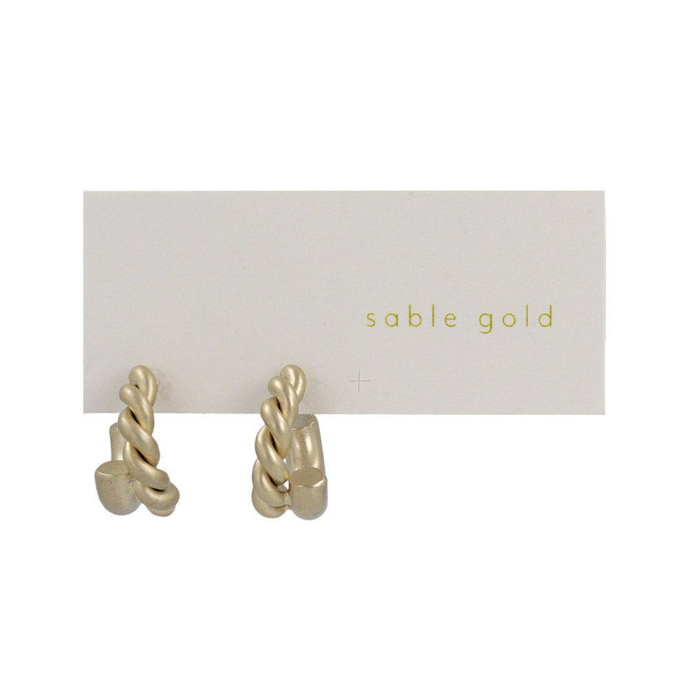 ピアス ニッケルフリー sable gold ハーフ ツイスト クロス カーブ ライン ステンレスポスト C型 ミニ フープピアス