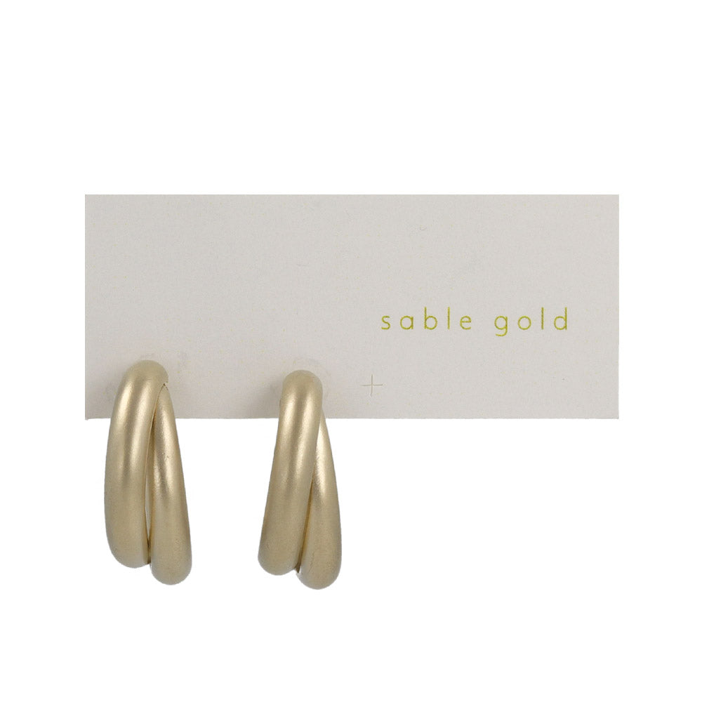 ピアス sable gold ダブル クロス ライン ステンレスポスト C型 スタッドピアス