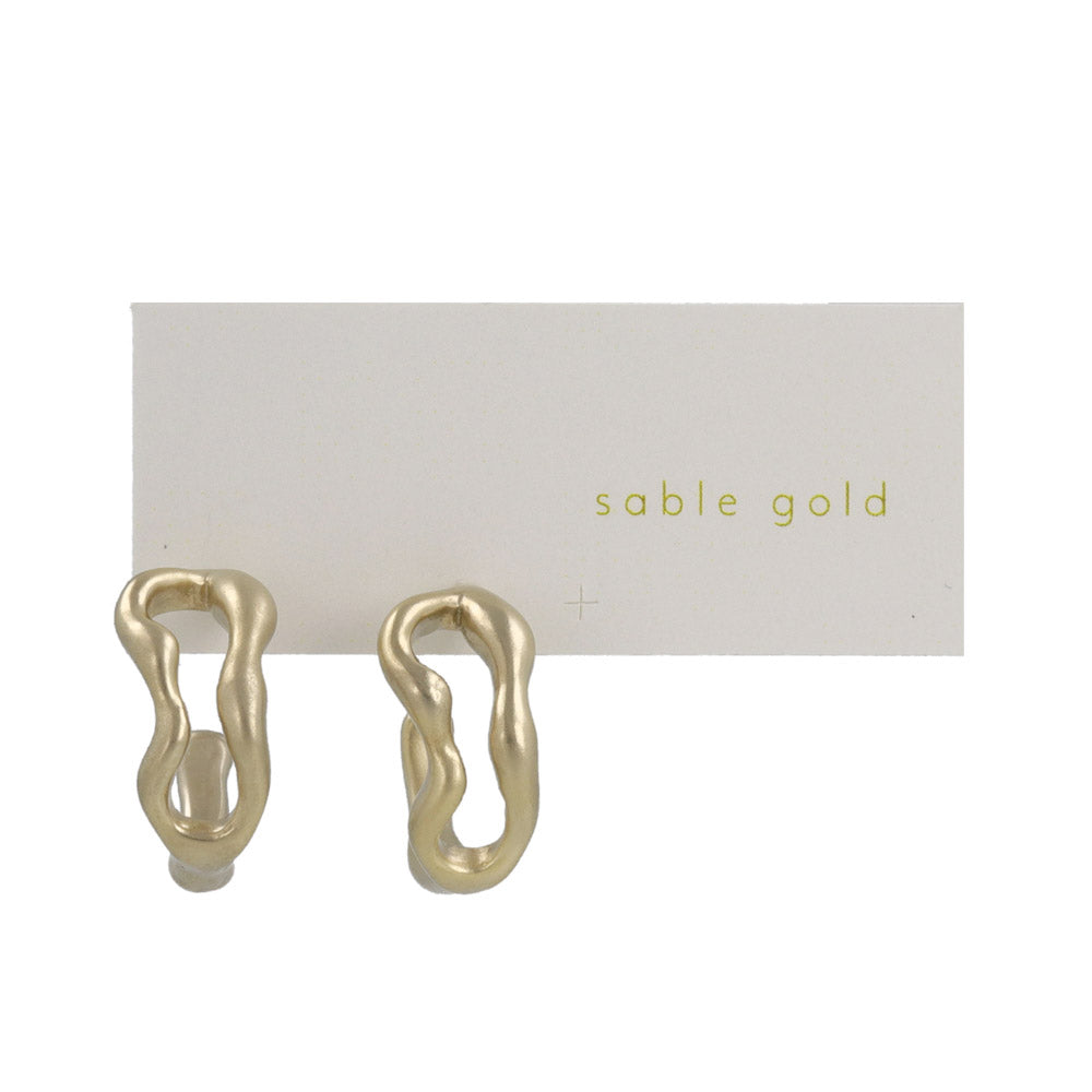 ピアス ニッケルフリー sable gold ウェーブ オーバル ライン ステンレスポスト C型 フープピアス