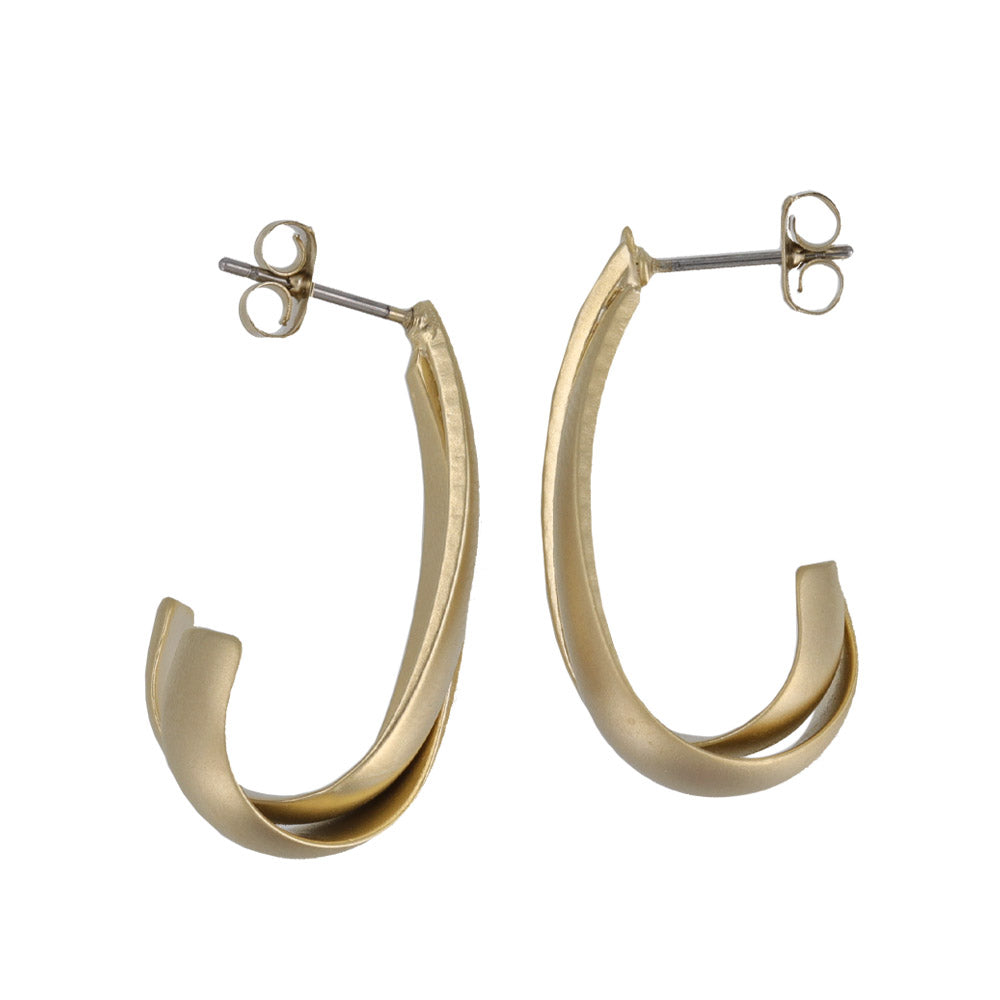 ピアス ニッケルフリー sable gold ダブル クロス ライン ドロップ ステンレスポスト J型 スタッドピアス