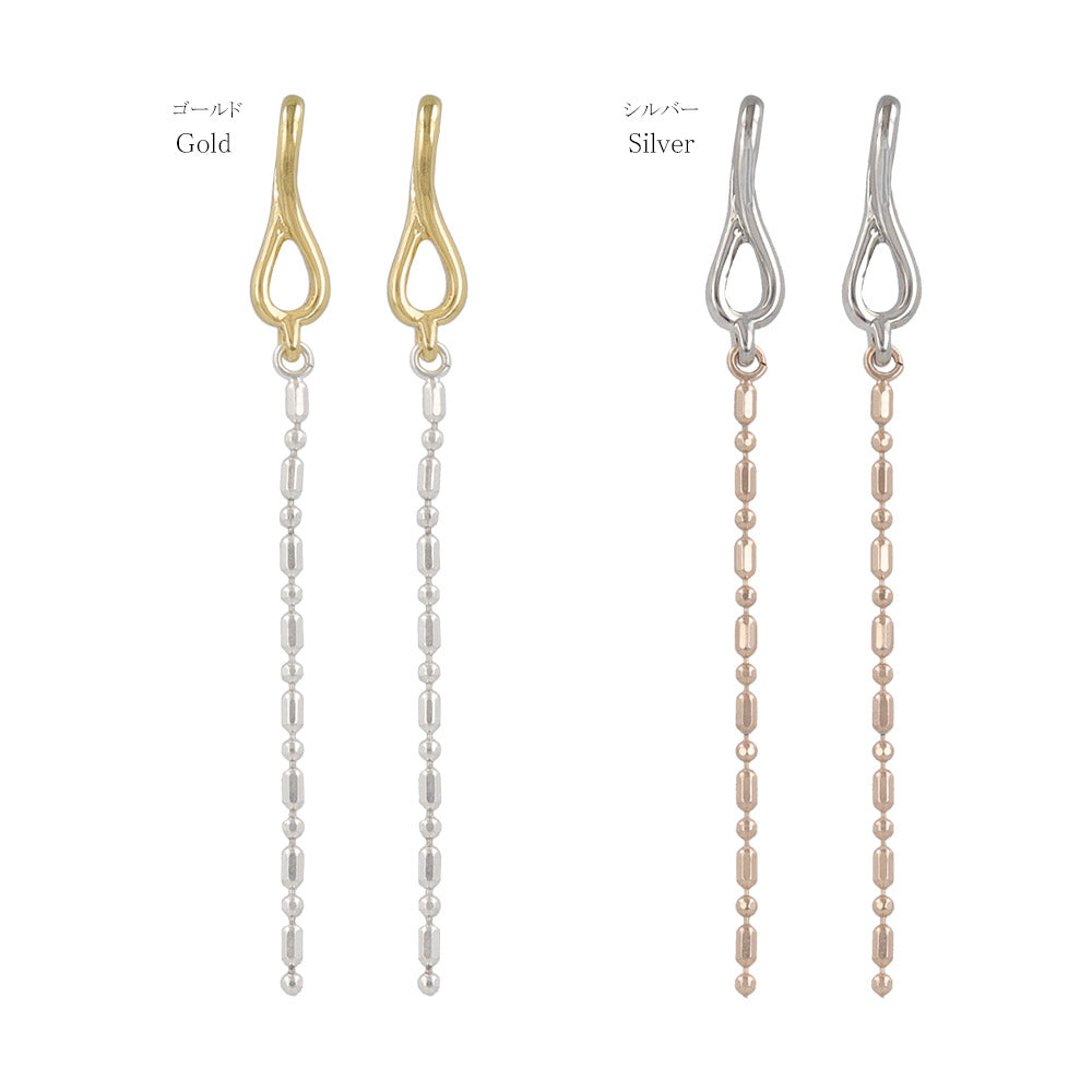 ピアス Combination Metal ニッケルフリー メタル ツイスト ∞ インフィニティー シリンダーボールチェーン チタンポスト スタッドピアス