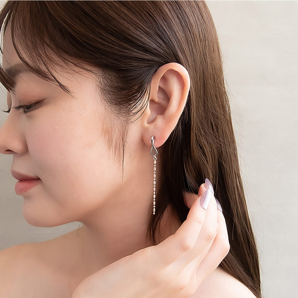 ピアス Combination Metal ニッケルフリー メタル ツイスト ∞ インフィニティー シリンダーボールチェーン チタンポスト スタッドピアス