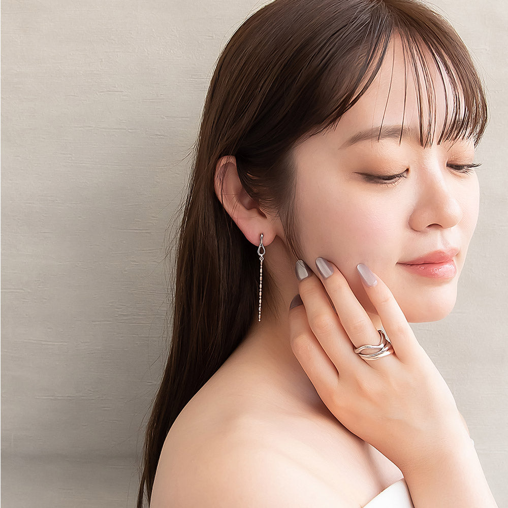ピアス Combination Metal ニッケルフリー メタル ツイスト ∞ インフィニティー シリンダーボールチェーン チタンポスト スタッドピアス