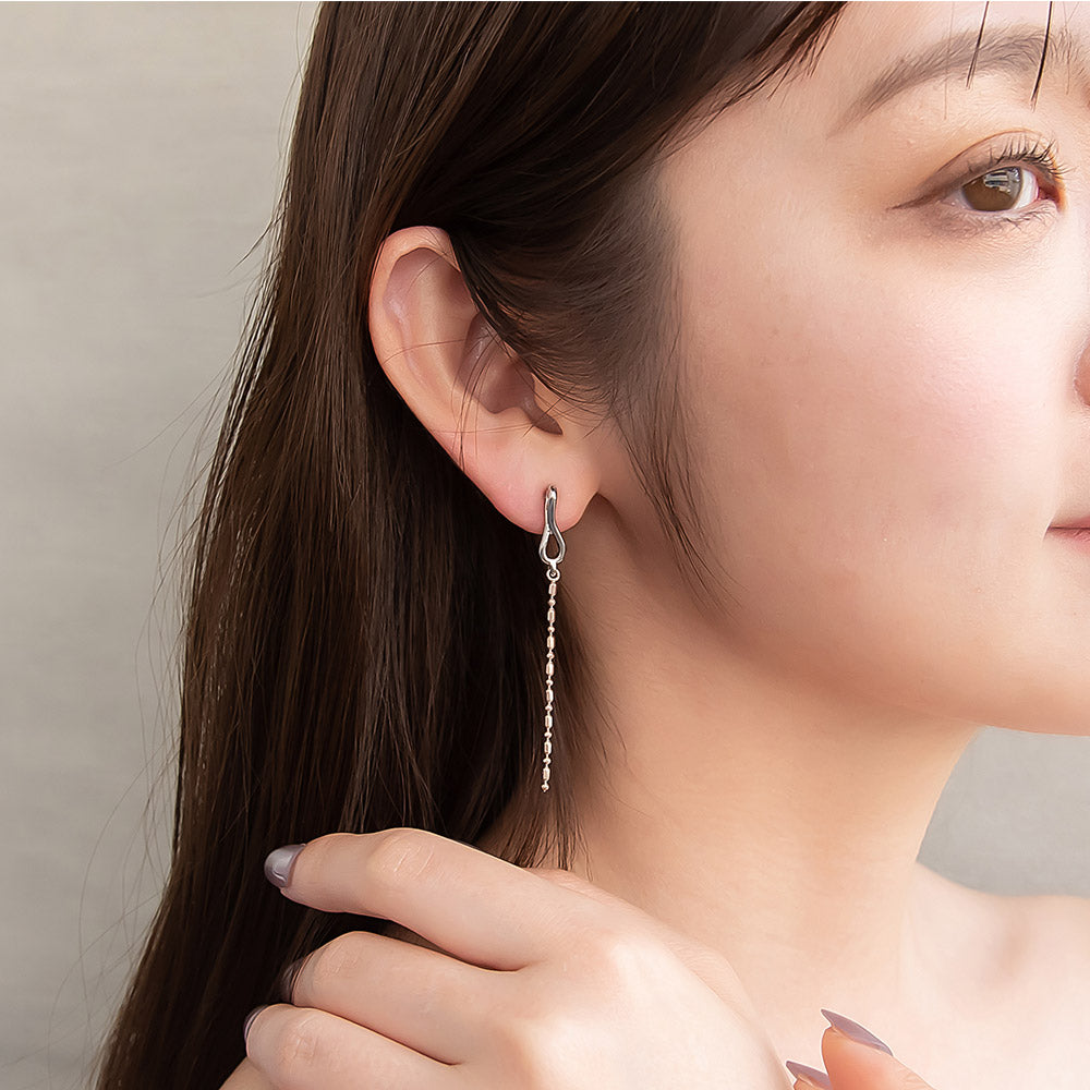 ピアス Combination Metal ニッケルフリー メタル ツイスト ∞ インフィニティー シリンダーボールチェーン チタンポスト スタッドピアス