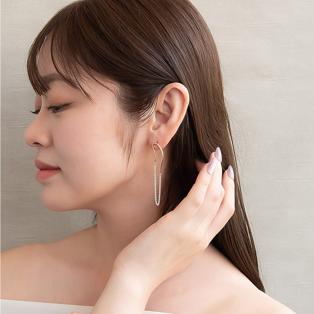 ピアス Combination Metal ニッケルフリー メタル ハーフ ウェーブ ライン キヘイチェーン オーバル チタンポスト スタッドピアス