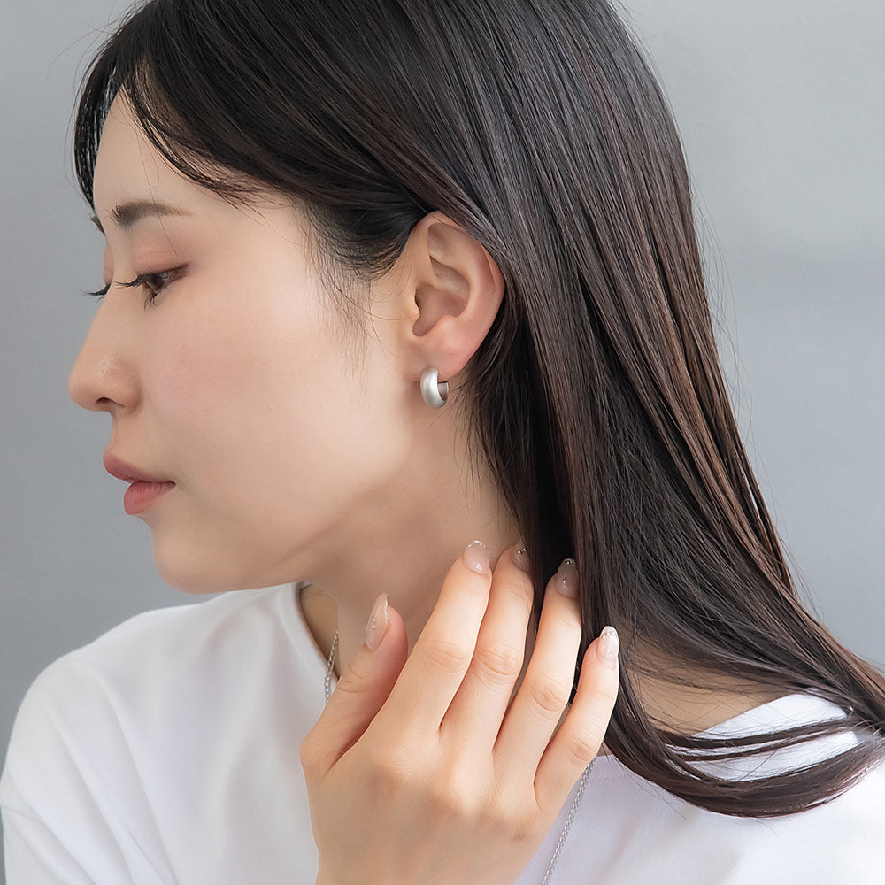 ピアス sable silver メタル カーブ ライン ラウンド C型 スタッドピアス