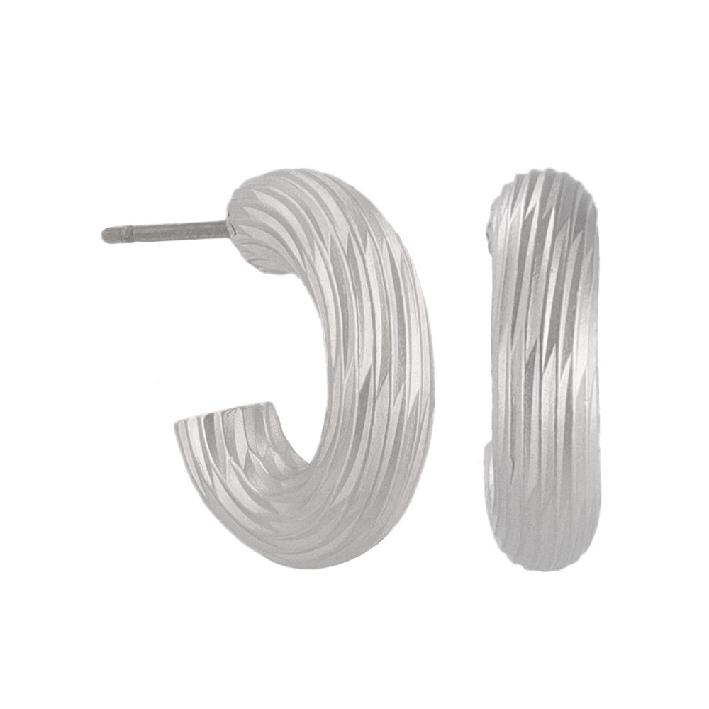 ピアス sable silver メタル ライン テクスチャー C型 スタッドピアス