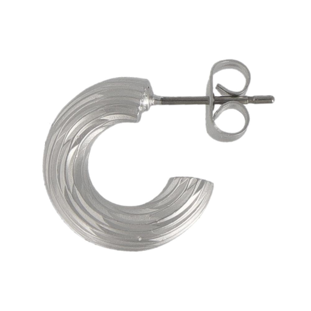 ピアス sable silver メタル ライン テクスチャー C型 スタッドピアス