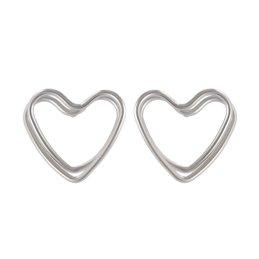 ピアス ニッケルフリー sable silver メタル ダブル ライン ハート スタッドピアス