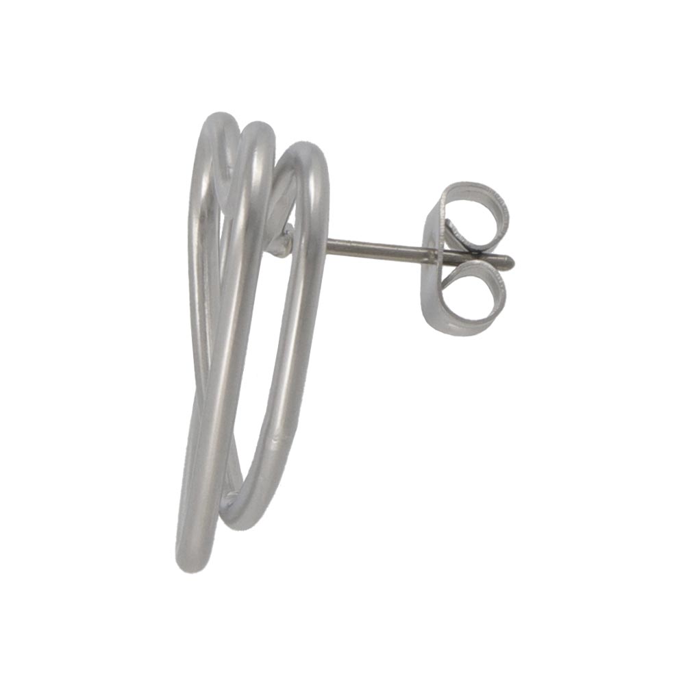 ピアス ニッケルフリー sable silver メタル ダブル ライン ハート スタッドピアス