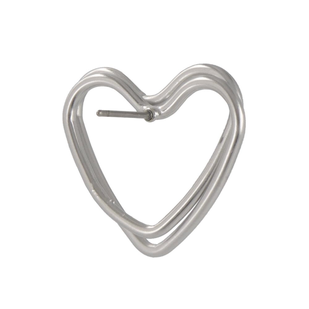 ピアス ニッケルフリー sable silver メタル ダブル ライン ハート スタッドピアス