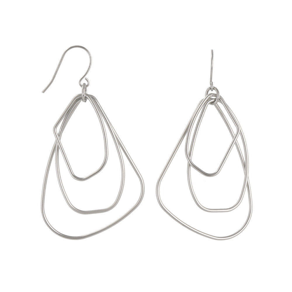 ピアス ニッケルフリー sable silver メタル トリプル レイヤード マルチ 変形 ドロップ フックピアス