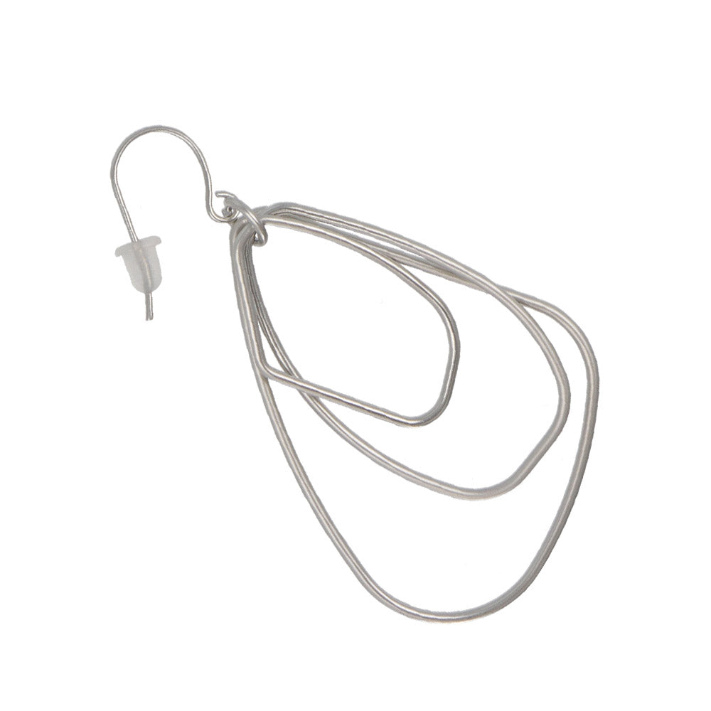 ピアス ニッケルフリー sable silver メタル トリプル レイヤード マルチ 変形 ドロップ フックピアス