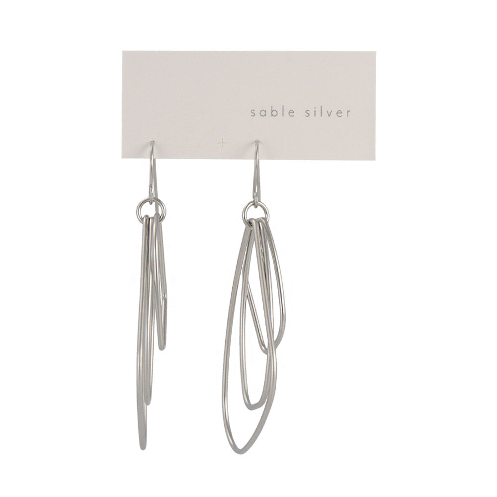 ピアス ニッケルフリー sable silver メタル トリプル レイヤード マルチ 変形 ドロップ フックピアス