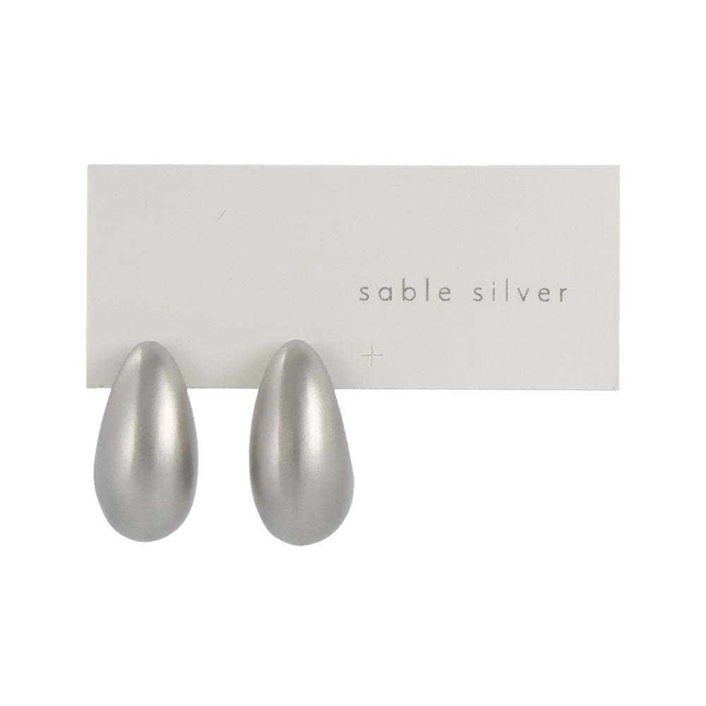 ピアス sable silver メタル ドロップ カーブ C型 スタッドピアス