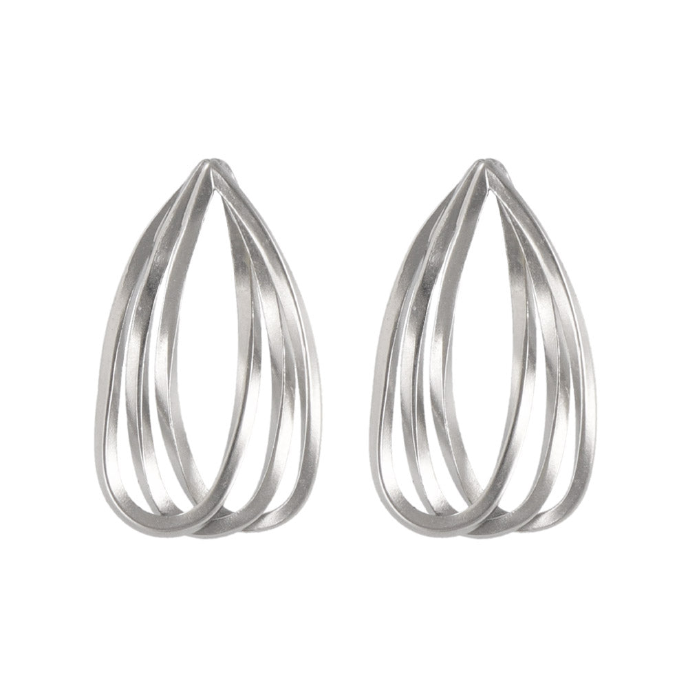 ピアス ニッケルフリー sable silver メタル トリプル レイヤード ドロップ クロス ライン スタッドピアス