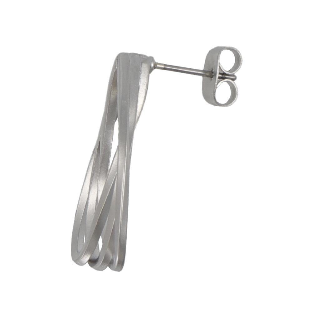 ピアス ニッケルフリー sable silver メタル トリプル レイヤード ドロップ クロス ライン スタッドピアス