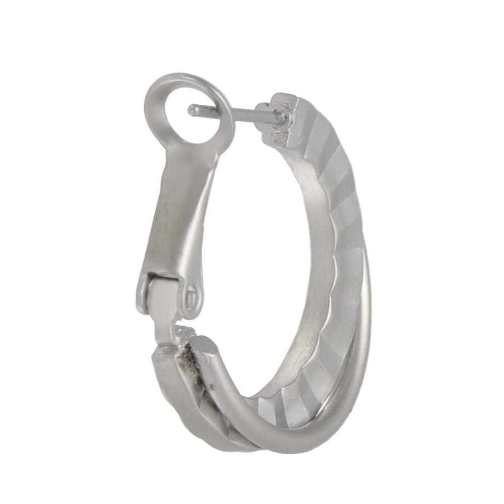ピアス ニッケルフリー sable silver メタル ダブル クロス ライン サイド テクスチャー フープピアス