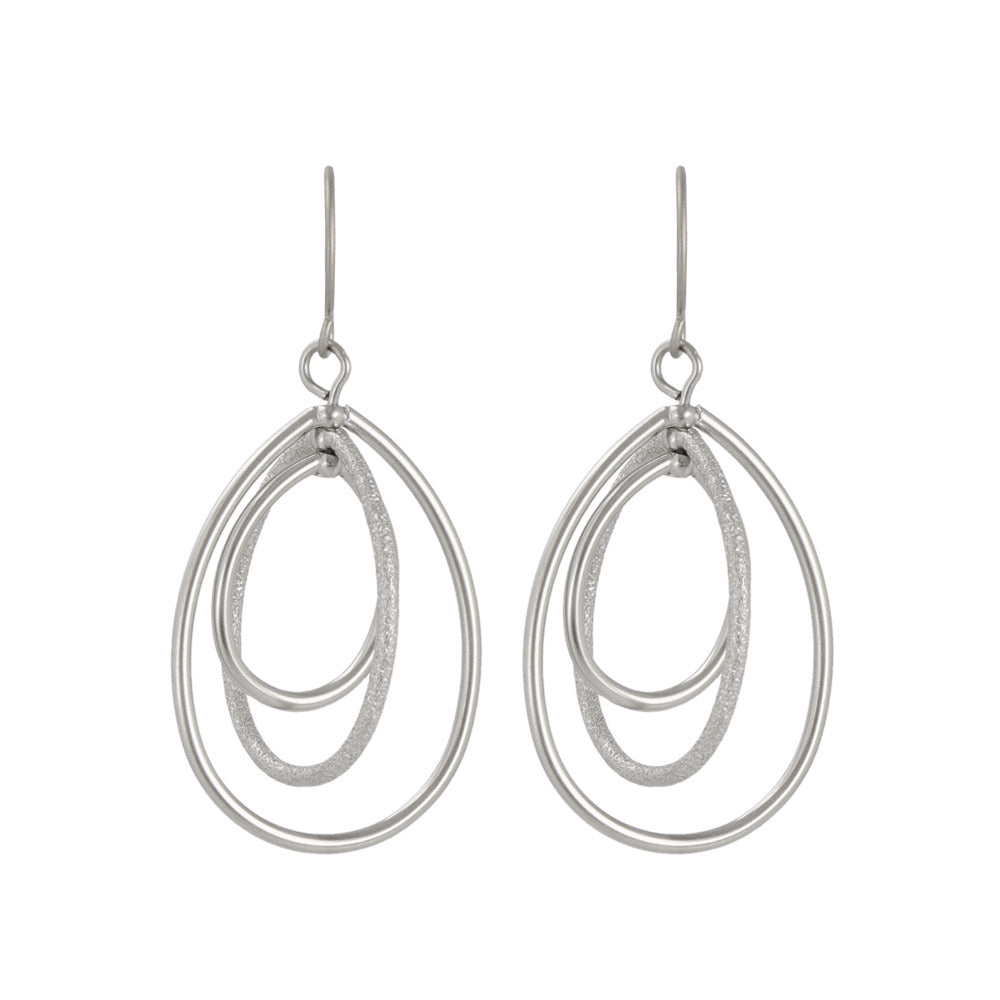 ピアス ニッケルフリー sable silver メタル トリプル ドロップ 梨地 フックピアス