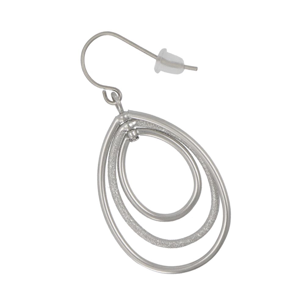 ピアス ニッケルフリー sable silver メタル トリプル ドロップ 梨地 フックピアス